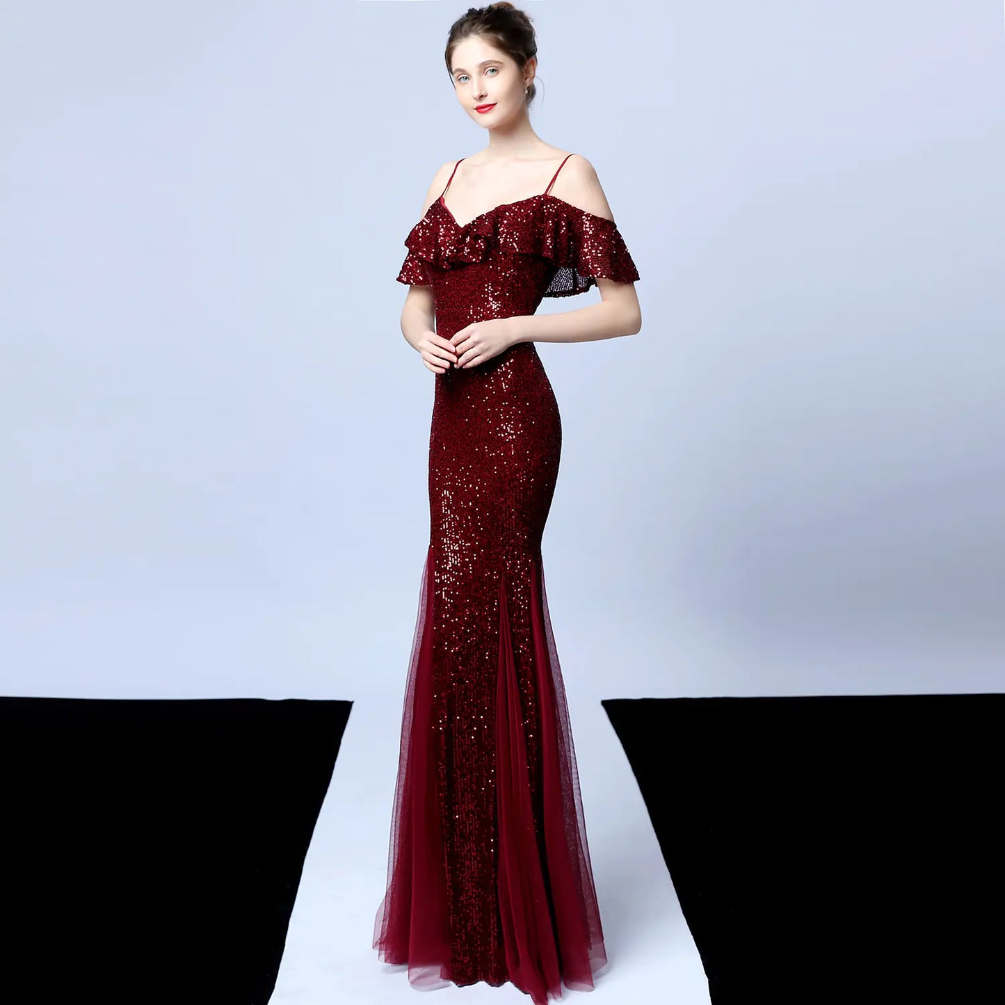 Elegant Tulle Beaded Mermaid Dress for Events