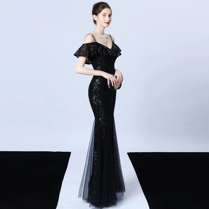 Elegant Tulle Beaded Mermaid Dress for Events