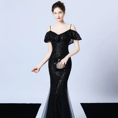 Elegant Tulle Beaded Mermaid Dress for Events