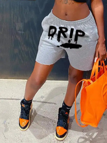 5430 Casual Sports Letter Printed Mini Cotton Shorts