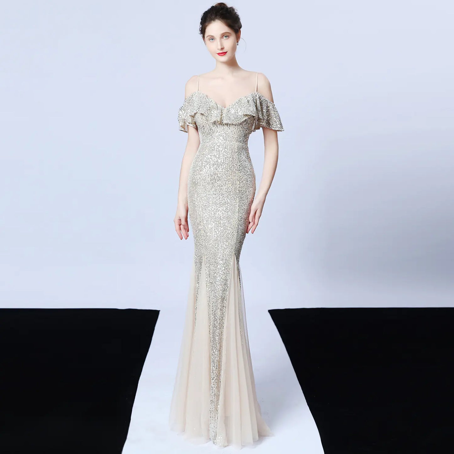 Elegant Tulle Beaded Mermaid Dress for Events