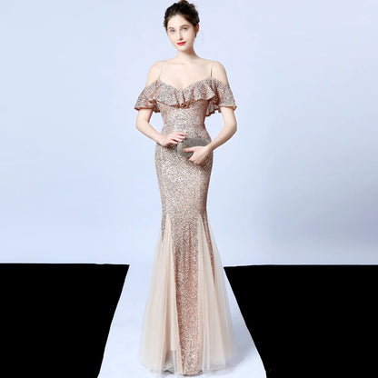 Elegant Tulle Beaded Mermaid Dress for Events