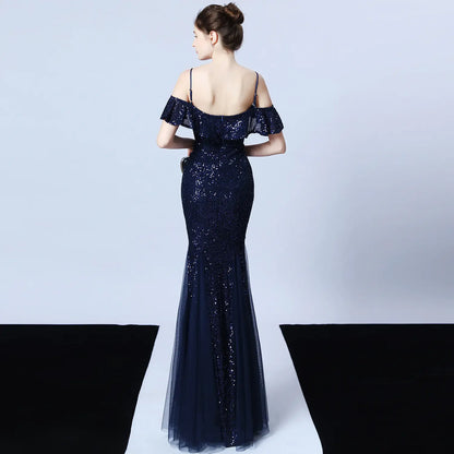 Elegant Tulle Beaded Mermaid Dress for Events