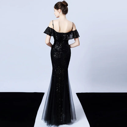 Elegant Tulle Beaded Mermaid Dress for Events