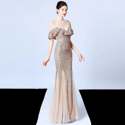 Elegant Tulle Beaded Mermaid Dress for Events