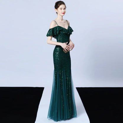 Elegant Tulle Beaded Mermaid Dress for Events