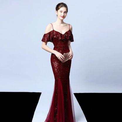 Elegant Tulle Beaded Mermaid Dress for Events