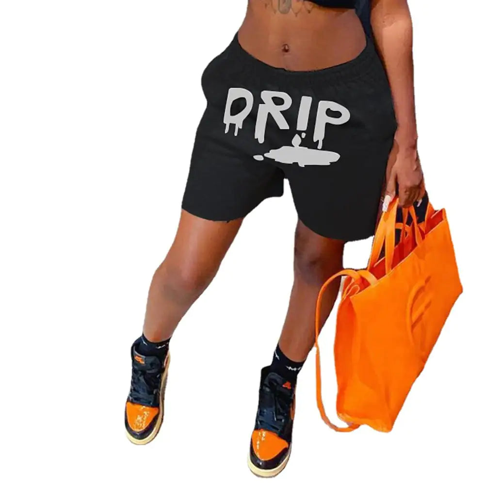 5430 Casual Sports Letter Printed Mini Cotton Shorts