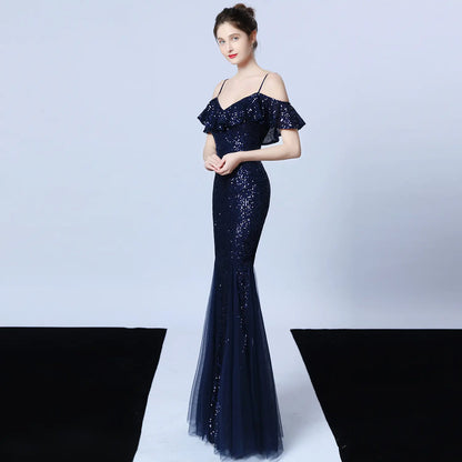 Elegant Tulle Beaded Mermaid Dress for Events