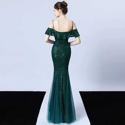 Elegant Tulle Beaded Mermaid Dress for Events