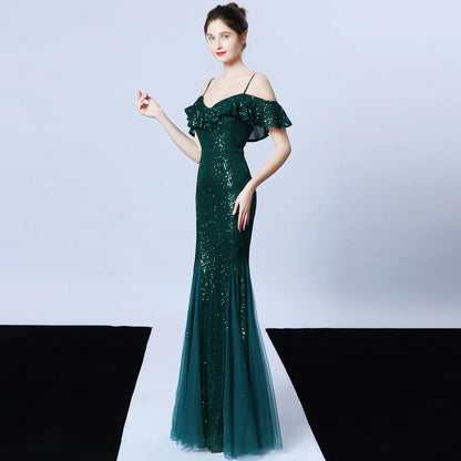 Elegant Tulle Beaded Mermaid Dress for Events