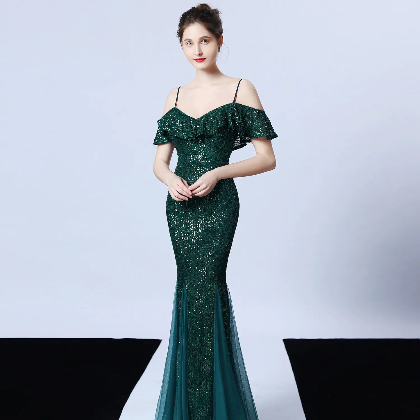 Elegant Tulle Beaded Mermaid Dress for Events