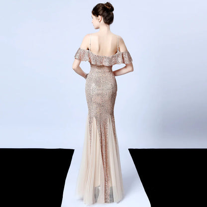 Elegant Tulle Beaded Mermaid Dress for Events