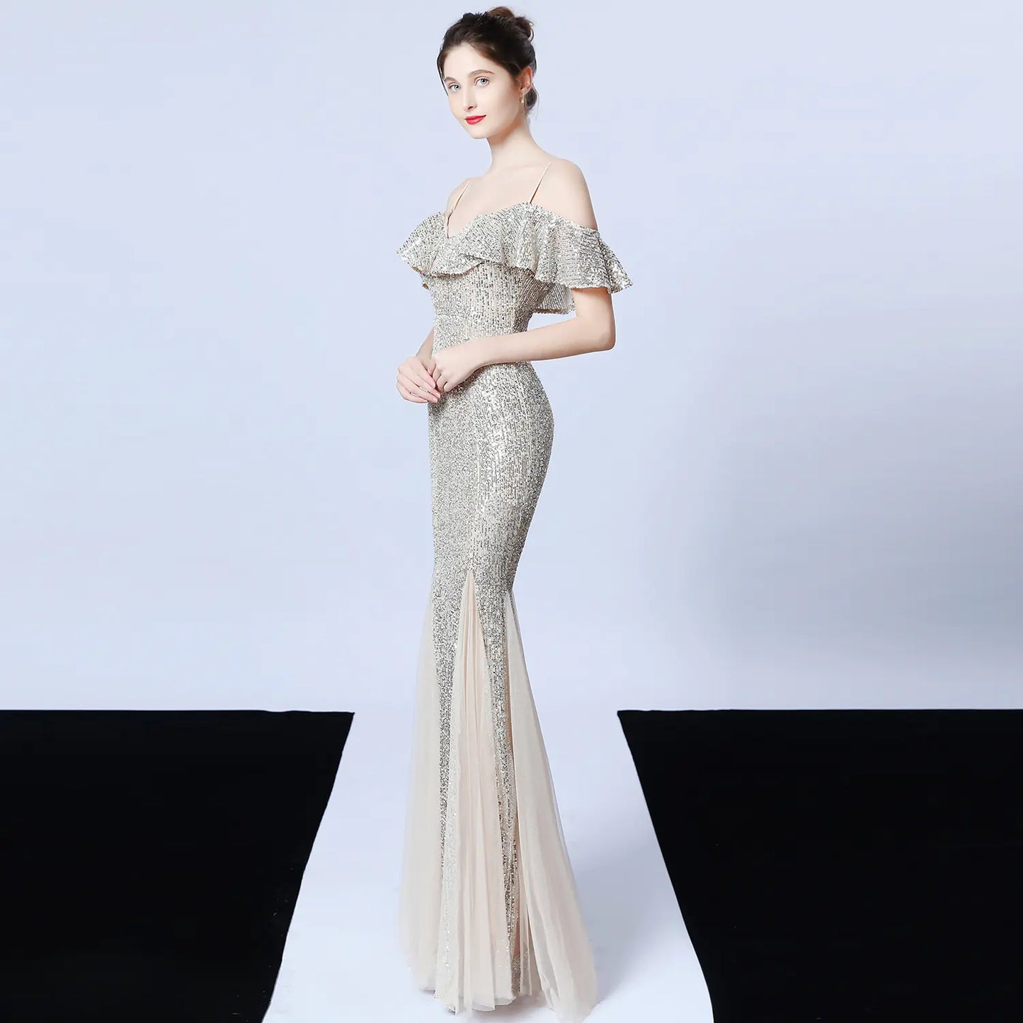 Elegant Tulle Beaded Mermaid Dress for Events