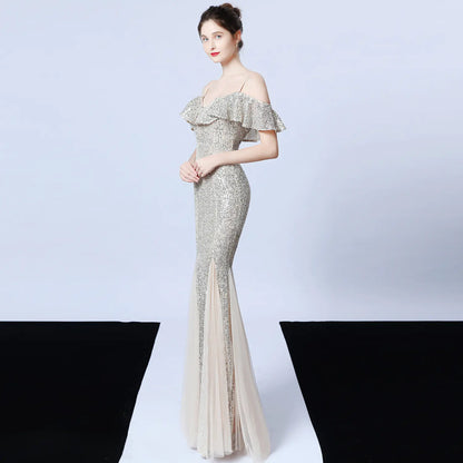 Elegant Tulle Beaded Mermaid Dress for Events